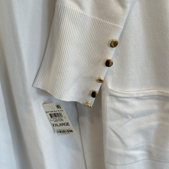 NTW white Button Sleeve flyaway sweater size XXL - Picture 9 of 12
